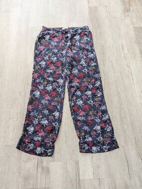 Equipment 100% Silk Avery Pajama Pant  Peacoat Pockets String Multi Floral Sz S